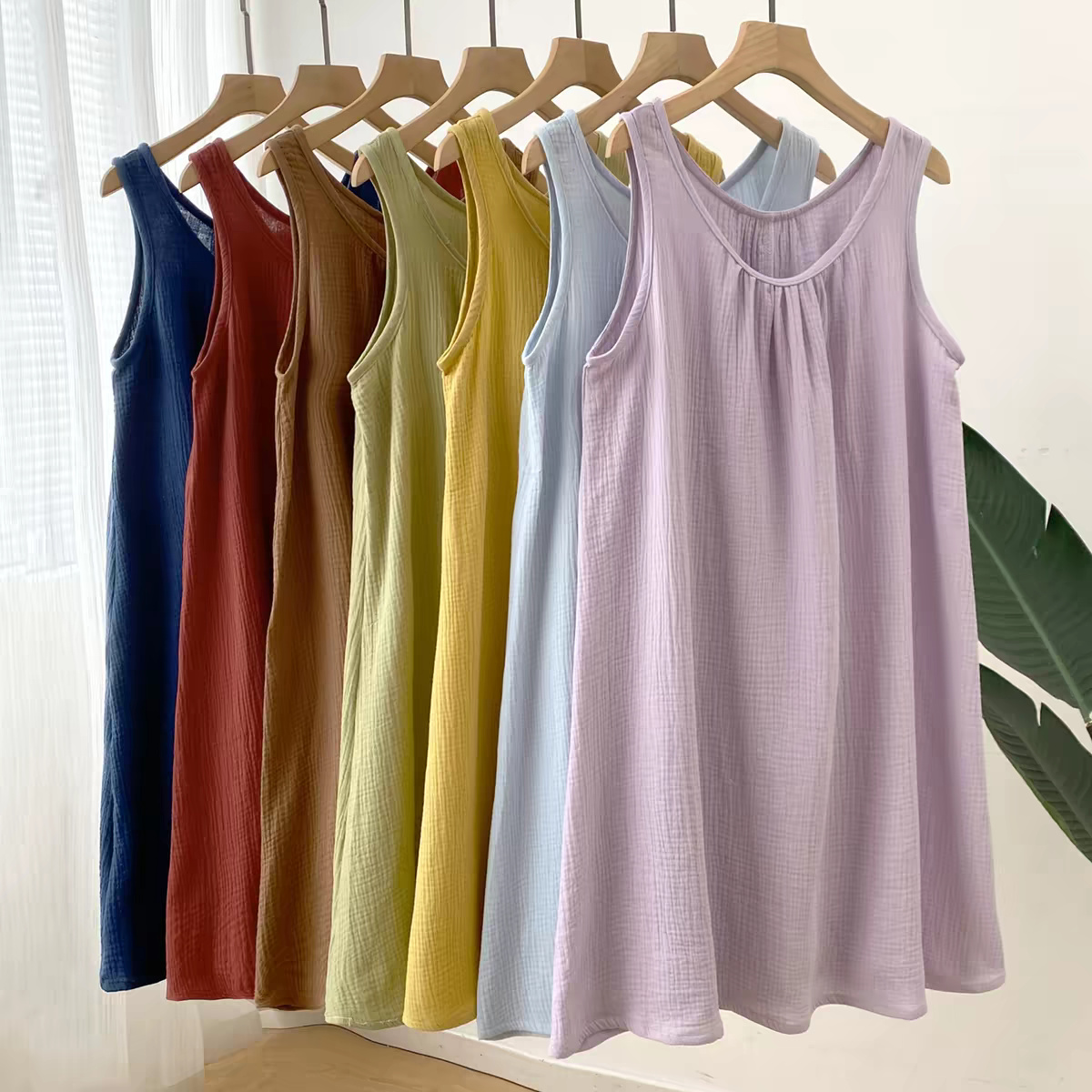 Midi Dress - فستان صيفي نسائي كاجوال بدون أكمام