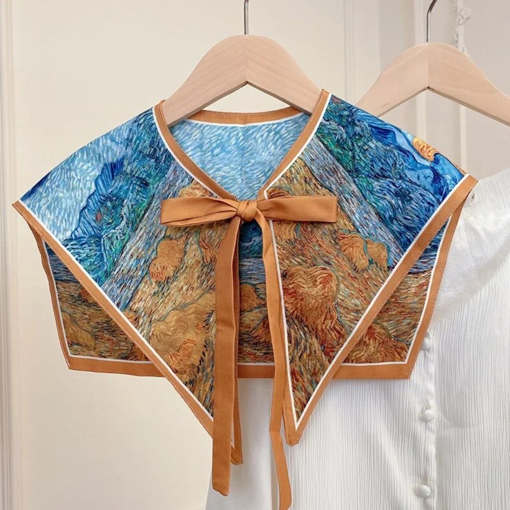 Silk Blouse - المرأة نمط الأزهار طوق وهمية ،