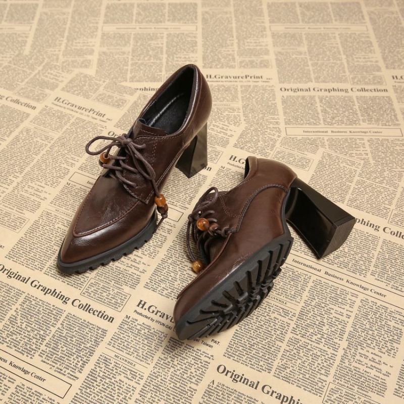 Pump Heel Block - حذاء نسائي فرنسي بكعب عريض وفتحة