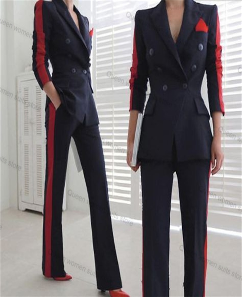 Women'S Red Formal Wear - أحمر أسود الخريف المرأة البدلة مجموعة