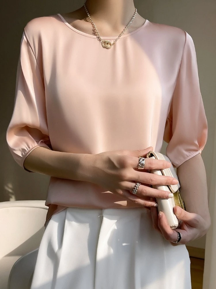 Silk Blouse - بلوزة نسائية صيفية جديدة من الحرير،
