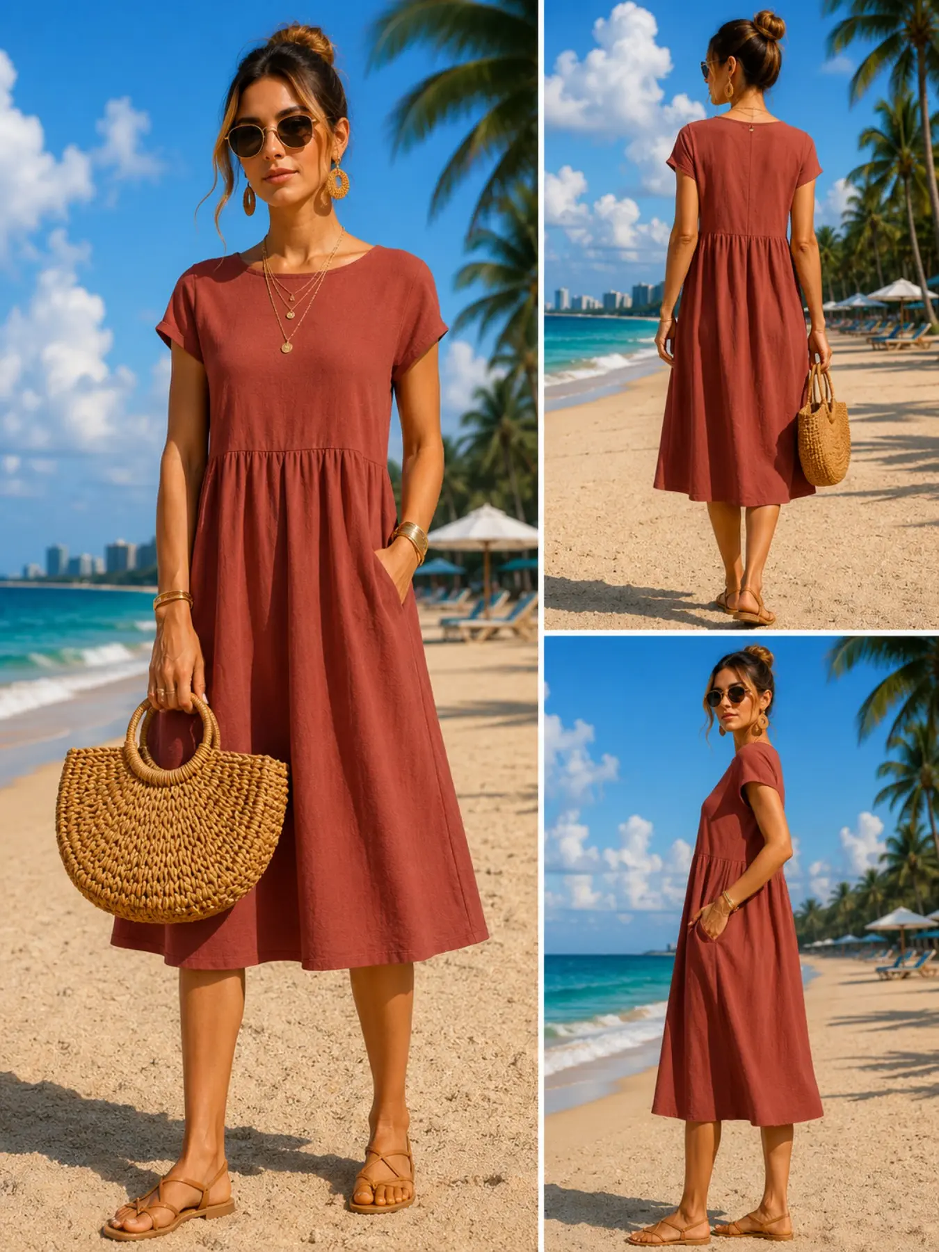Midi Dress - فستان نسائي كاجوال متوسط الطول مع