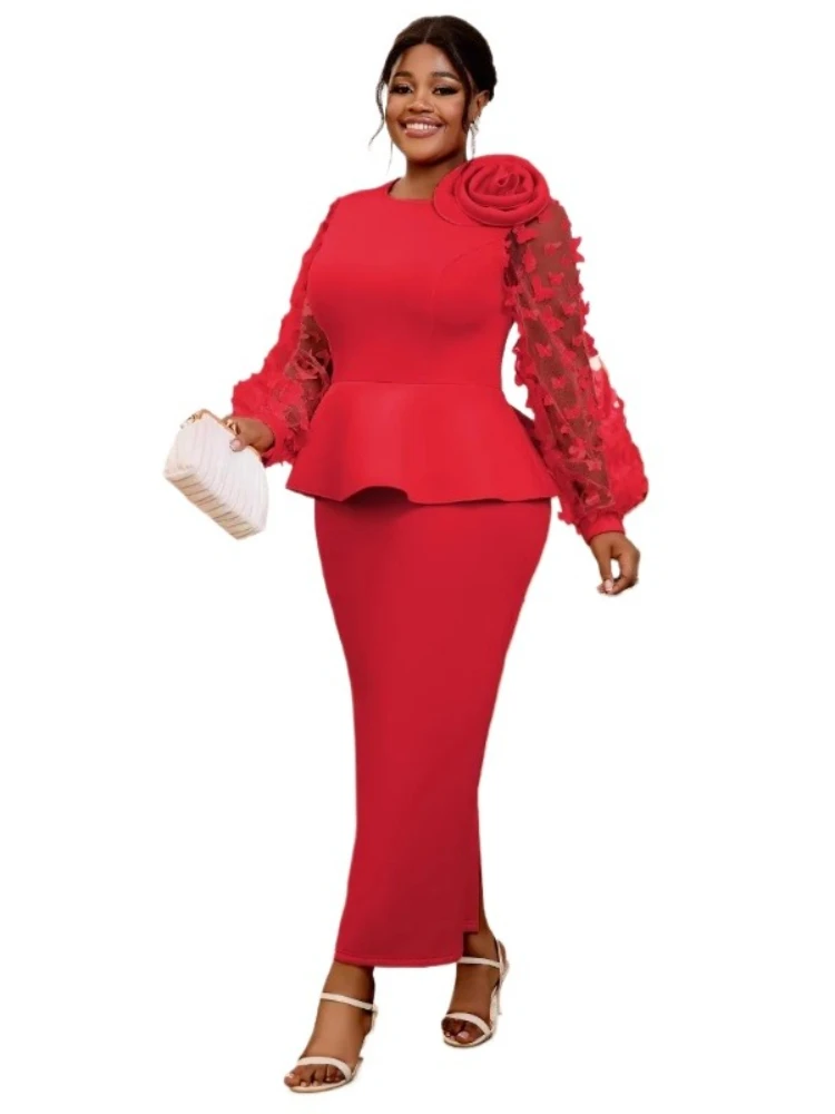 Women'S Red Formal Wear - فساتين أفريقية مقاس كبير لعام 2025