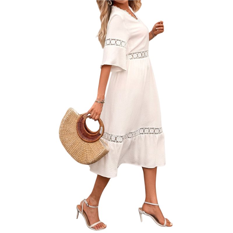 Midi Dress - فستان نسائي صيفي جديد بياقة على