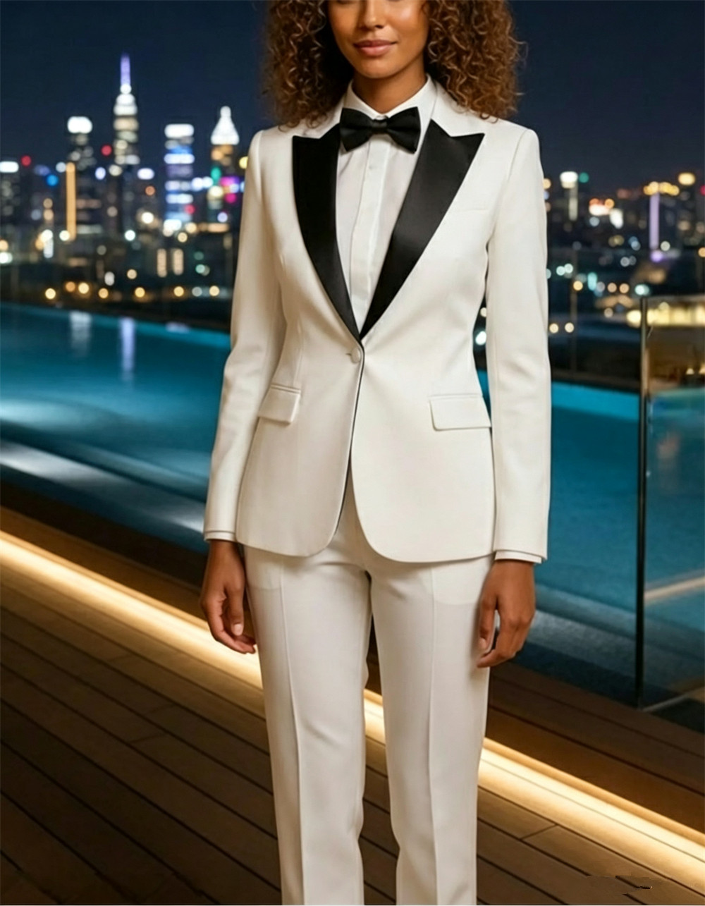 Womens Blazer - بدلة نسائية من قطعتين، بدلة بيضاء