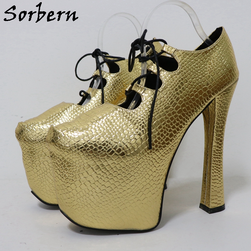 Sorbern الذهب التمساح 20 سنتيم - مراجعة Pump Heel Block وسعره