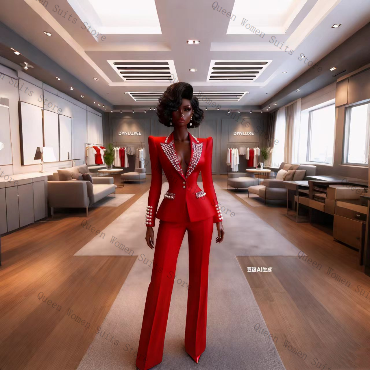 طقم بدلة نسائية أحمر مزين بالل - مراجعة Women'S Red Formal Wear وسعره