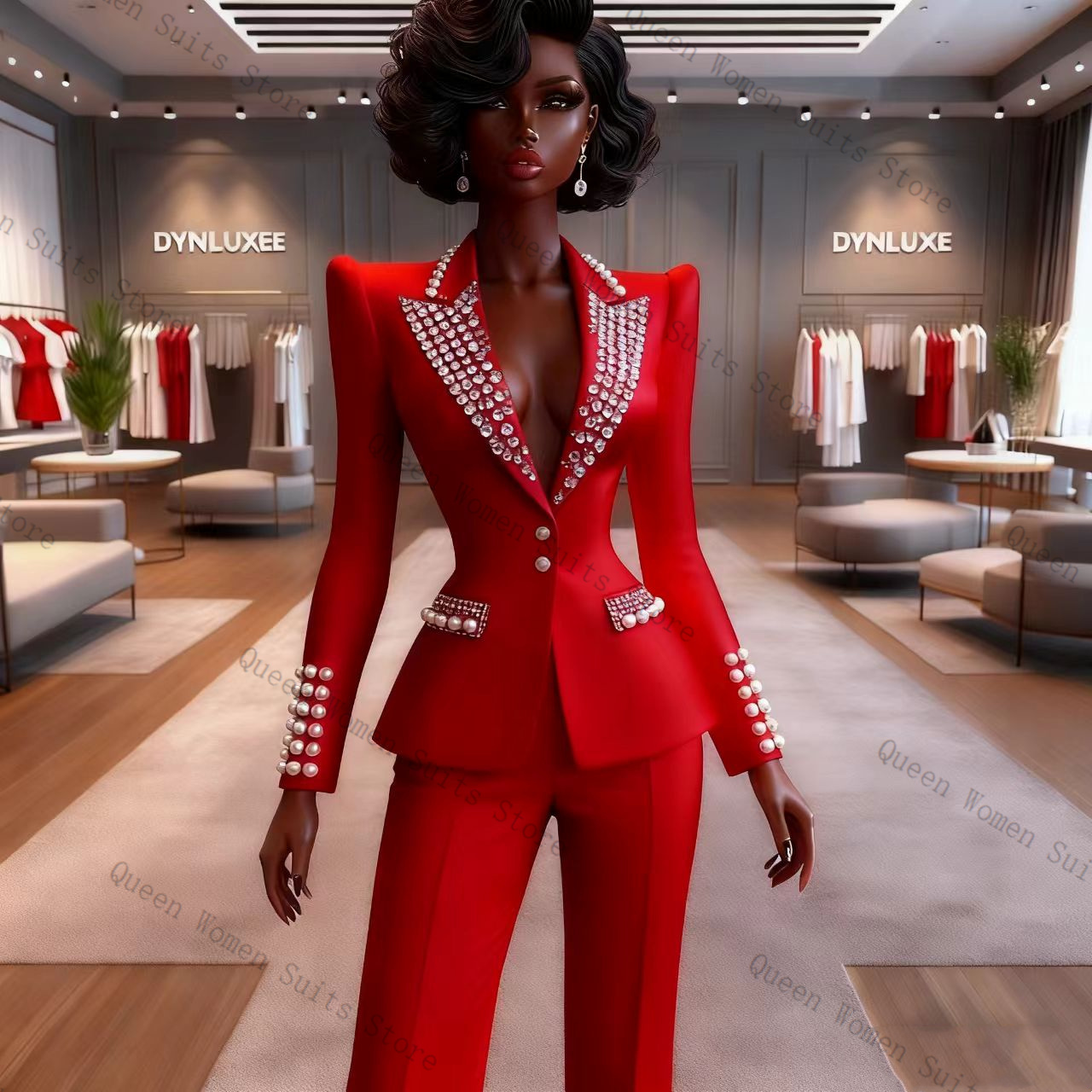 طقم بدلة نسائية أحمر مزين بالل - مراجعة Women'S Red Formal Wear وسعره