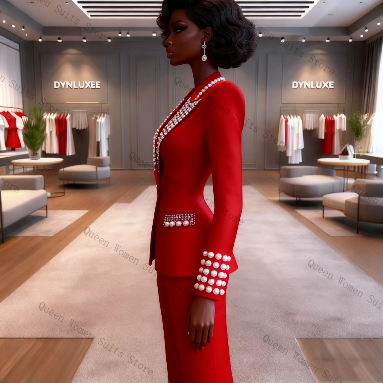 طقم بدلة نسائية أحمر مزين بالل - مراجعة Women'S Red Formal Wear وسعره