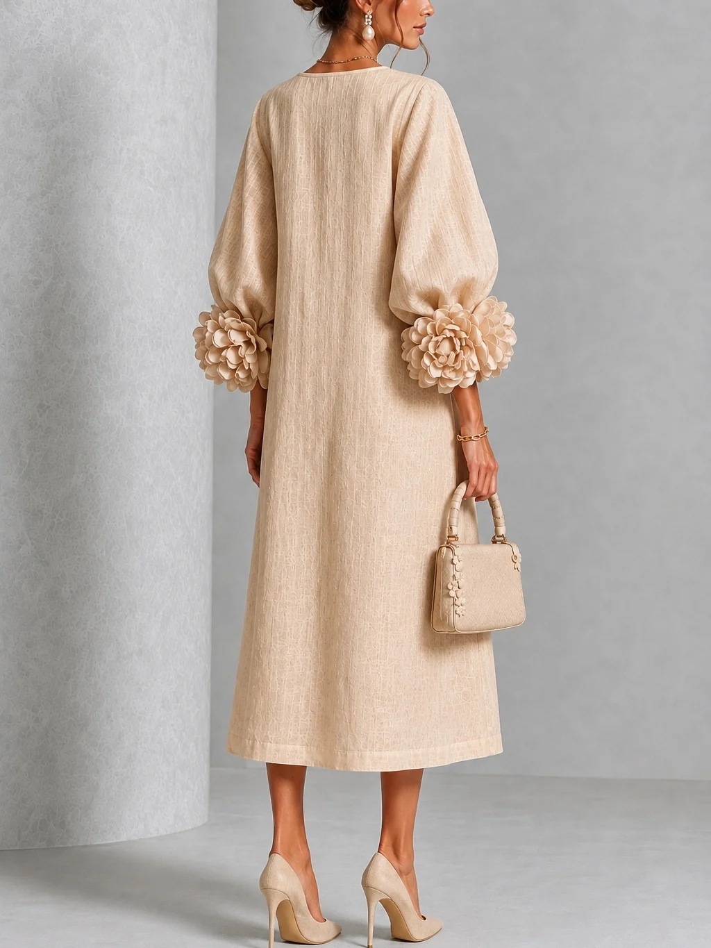 فستان نسائي أنيق من الكتان بتص - مراجعة Midi Dress وسعره