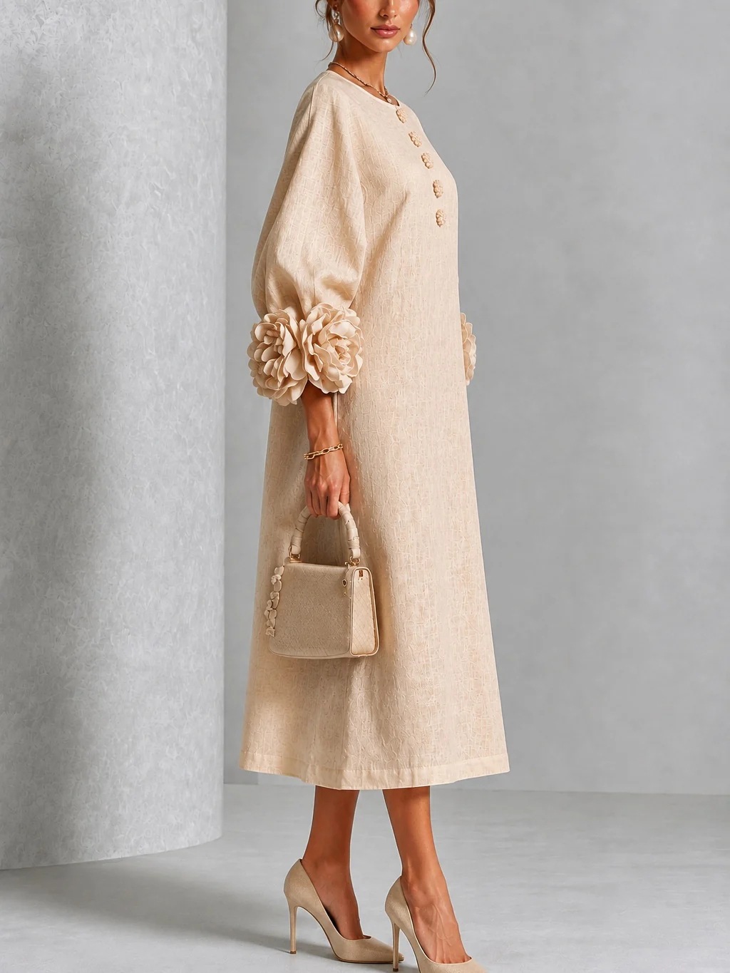 فستان نسائي أنيق من الكتان بتص - مراجعة Midi Dress وسعره