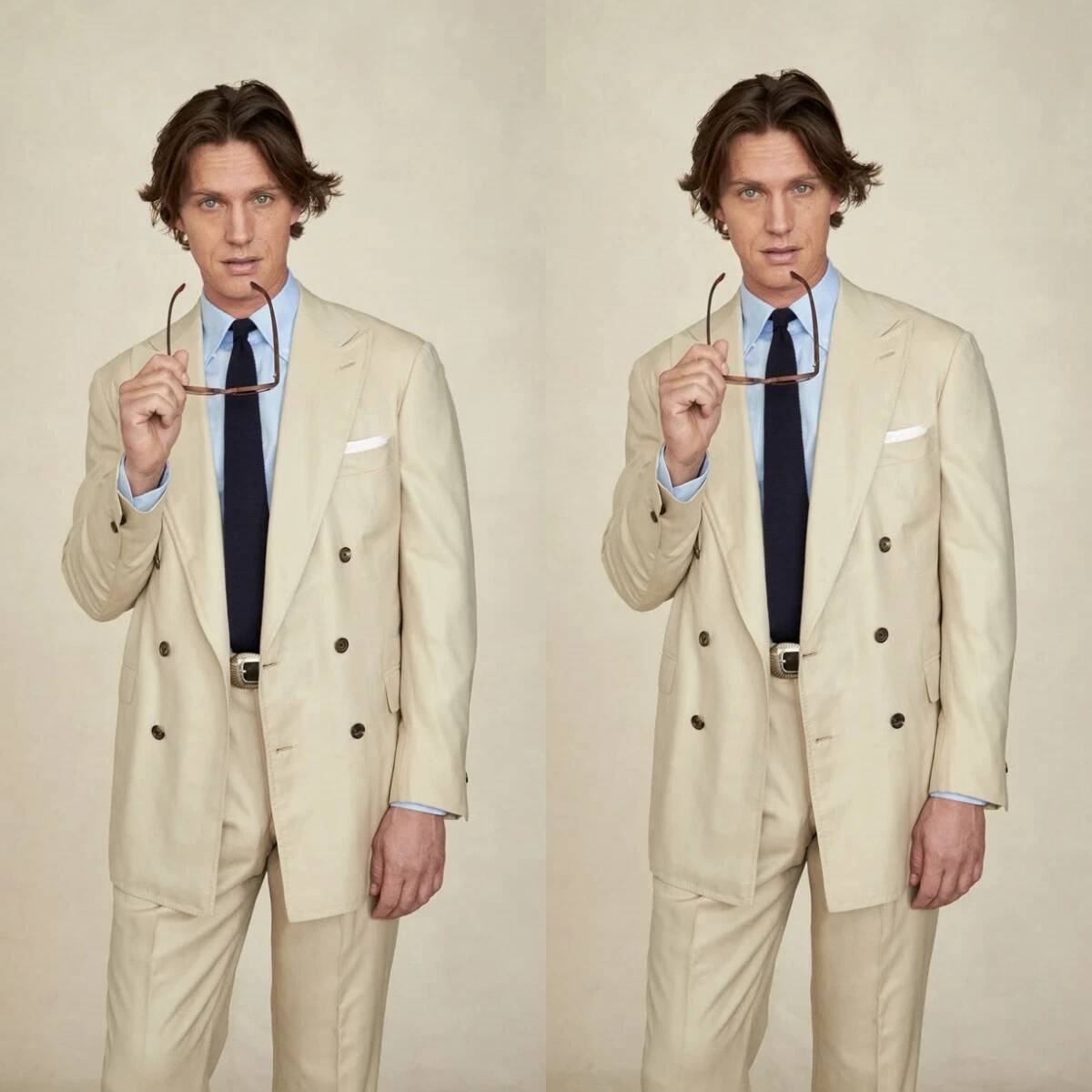 بدلة رجالية من قطعتين بلون بيج - مراجعة Tailored Trouser Wide وسعره