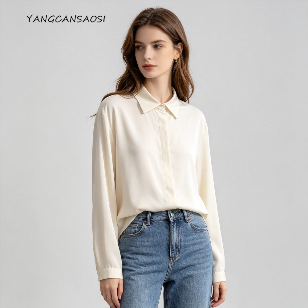 قميص نسائي طويل الأكمام مناسب  - مراجعة Silk Blouse وسعره