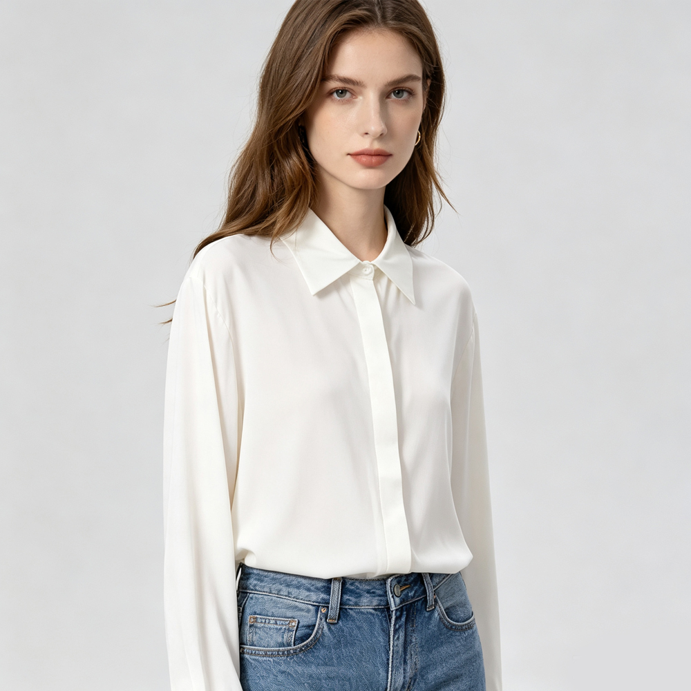 قميص نسائي طويل الأكمام مناسب  - مراجعة Silk Blouse وسعره