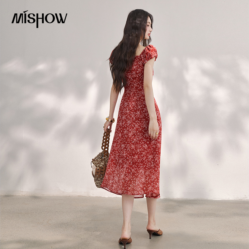 فستان ميدي نسائي من الشيفون ال - مراجعة Women'S Red Formal Wear وسعره