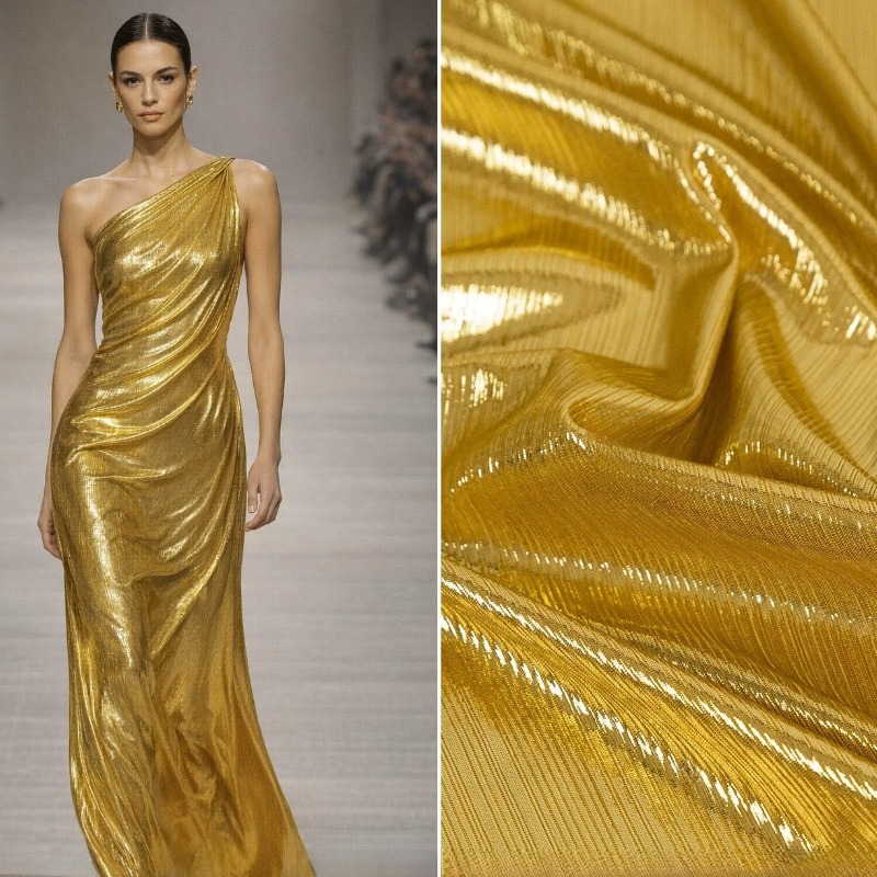 قماش محبوك مضلع باللون الأصفر  - مراجعة Evening Gown وسعره