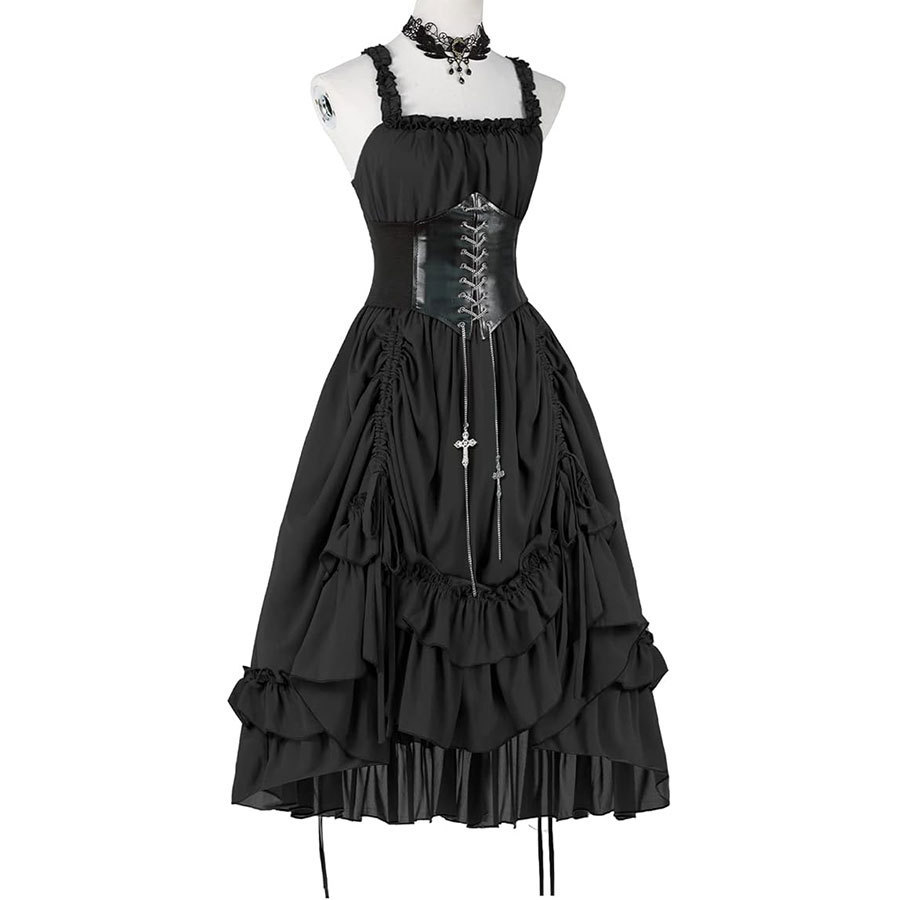 فستان نسائي قوطي أسود بتصميم ك - مراجعة Midi Dress وسعره
