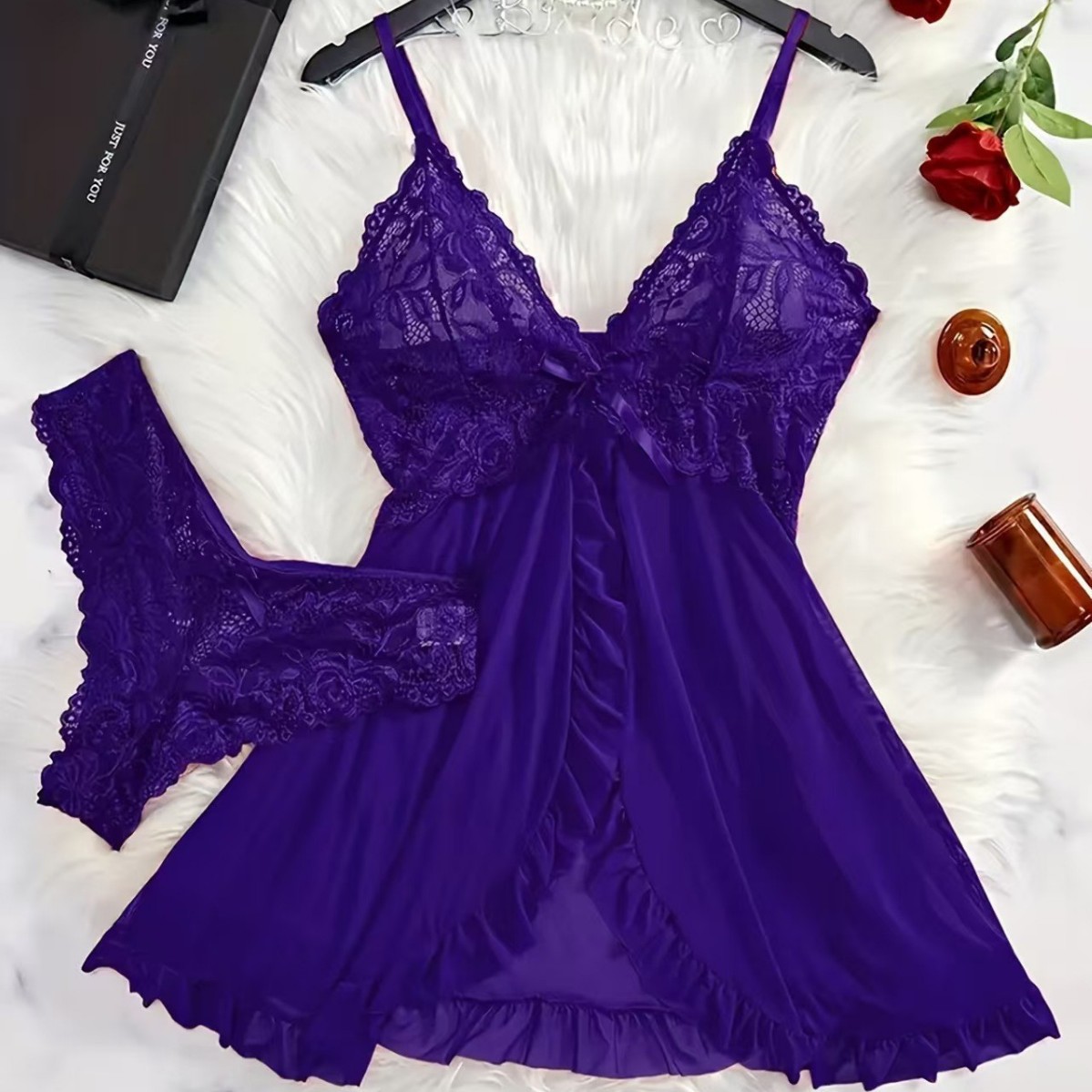 ملابس نوم نسائية مثيرة على الط - مراجعة Lace Dress وسعره