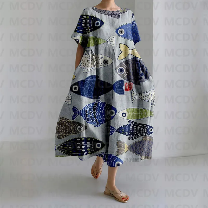 اليابانية خمر الأسماك الفن طبا - مراجعة Midi Dress وسعره