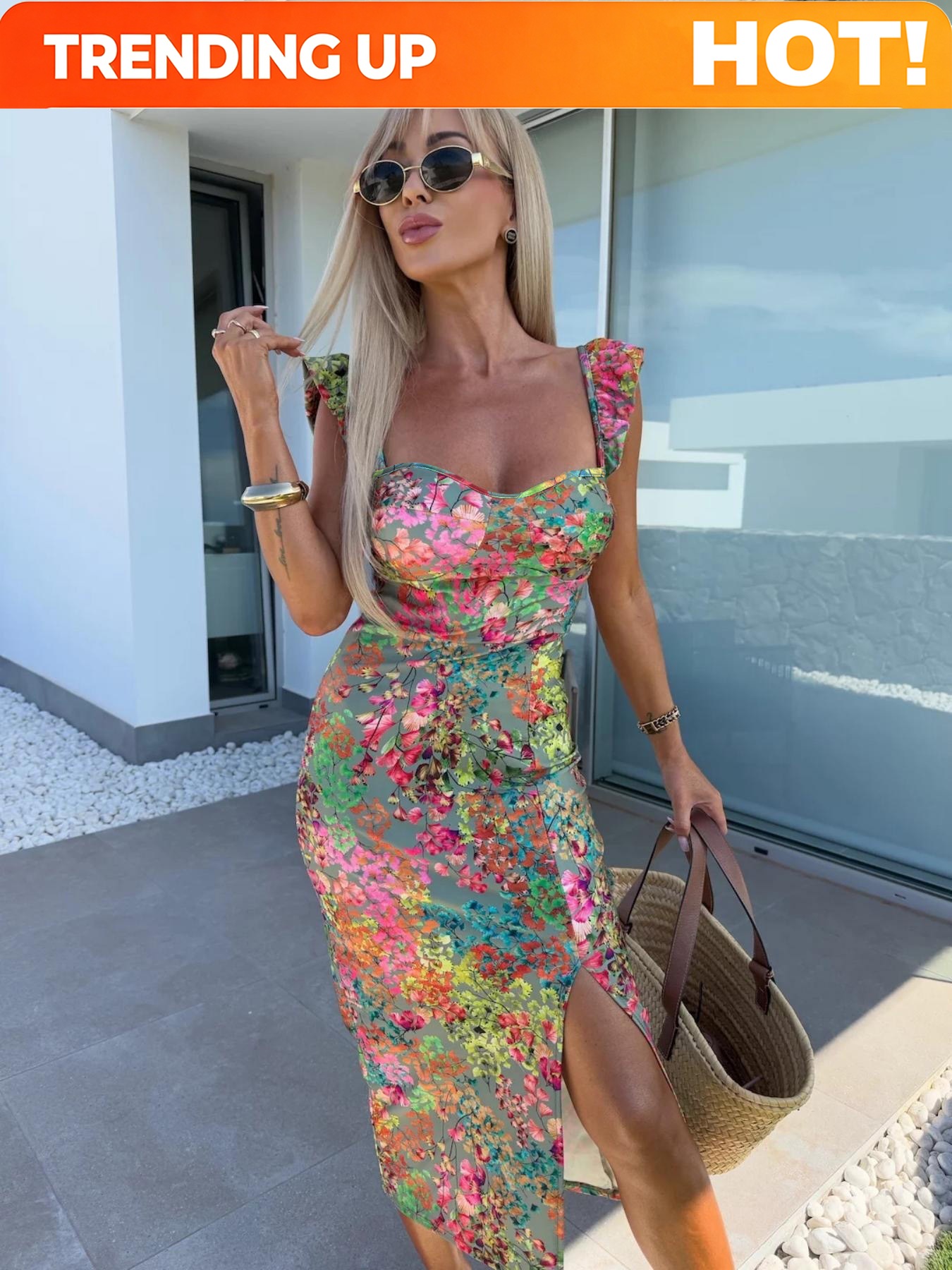 فستان بوهو أنيق مطبوع للنساء،  - مراجعة Midi Dress وسعره