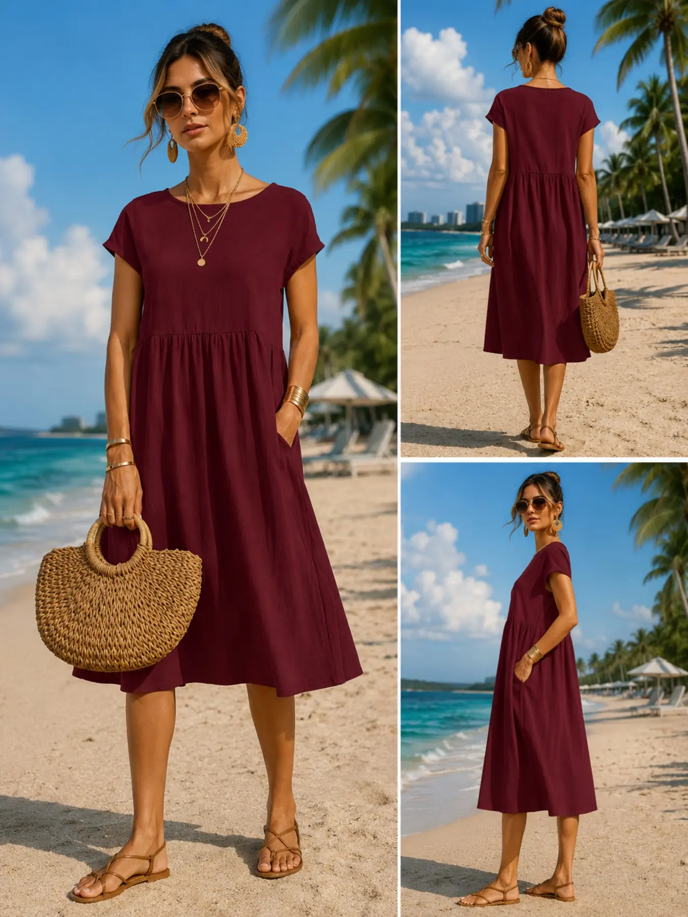 فستان نسائي كاجوال متوسط الطول - مراجعة Midi Dress وسعره