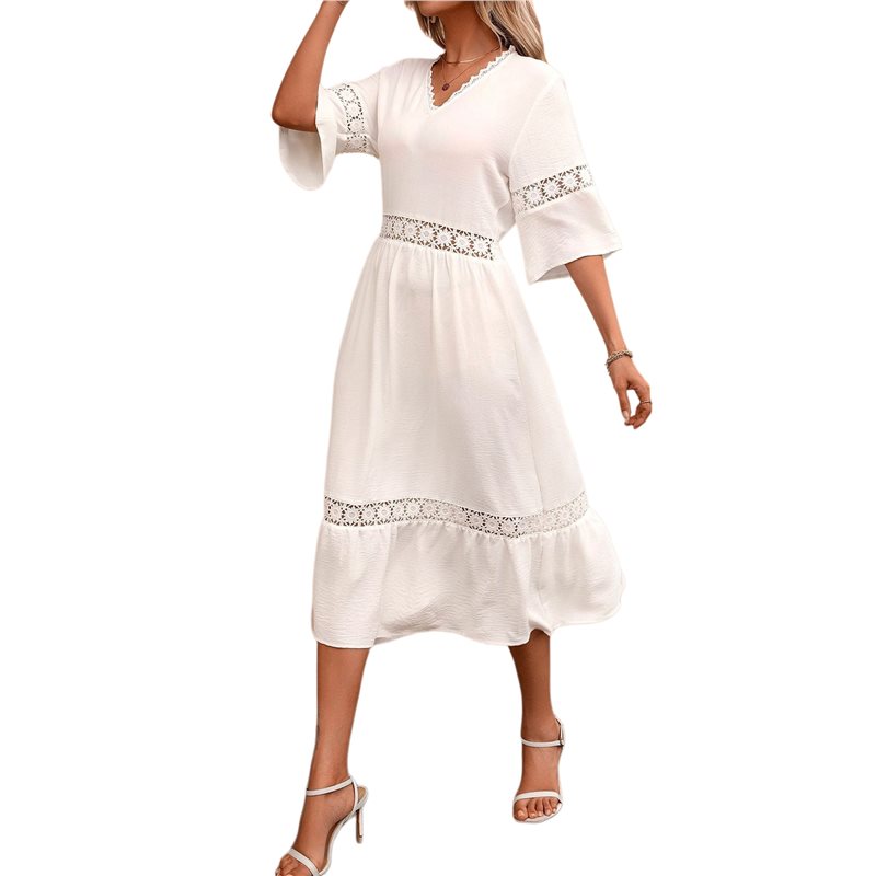 فستان نسائي صيفي جديد بياقة عل - مراجعة Midi Dress وسعره
