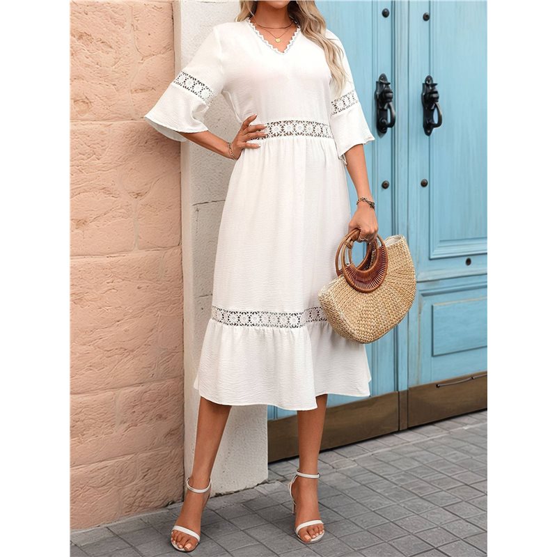 فستان نسائي صيفي جديد بياقة عل - مراجعة Midi Dress وسعره