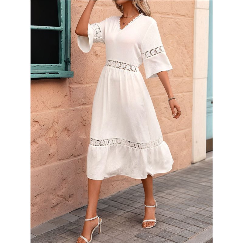 فستان نسائي صيفي جديد بياقة عل - مراجعة Midi Dress وسعره